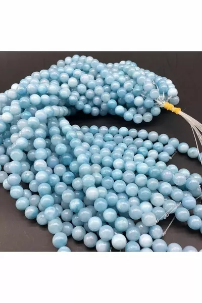 Колиета от естествен камък аквамарин, дизайн на аксесоари