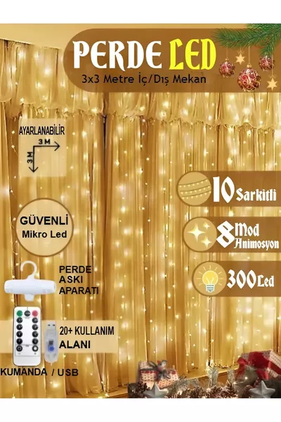 Kumandalı 8 Ayrı Moda Sahip m  cm X  cm Perde Led