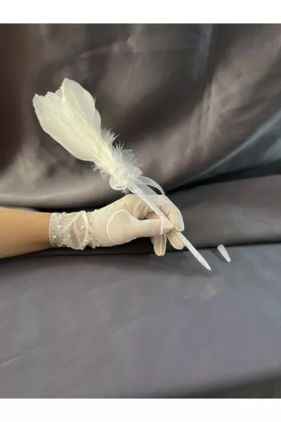 Ручка для свадьбы с белыми пушистыми цветами, свадебная ручка