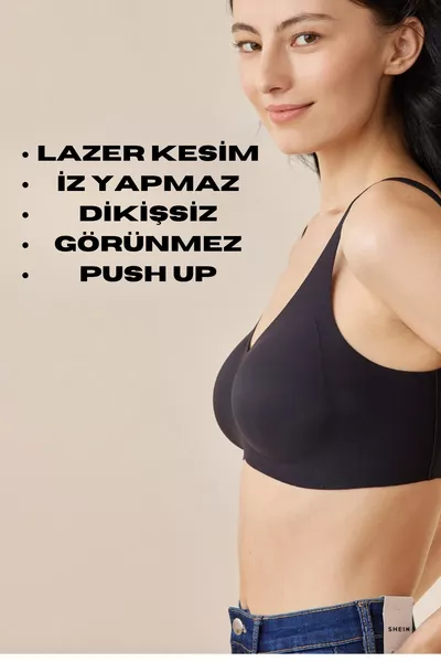 حمالة صدر ناعمة بلا درز مع تبطين لقص الليزر، غير مرئية، تدعم الصدر بدون سلك، رفع ودعم مثالي