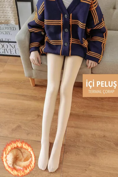 Collants d'hiver thermiques en peluche avec effet peau