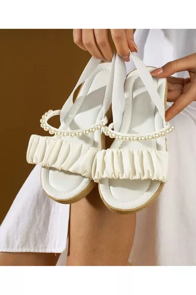 صندل بأحجار اللؤلؤ البيضاء ومشد