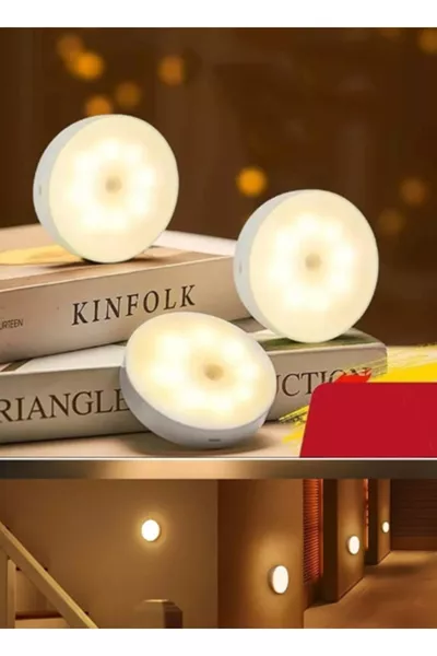 3 штуки перезаряжаемого магнитного светильника с датчиком движения на 6 светодиодов для коридора и лестницы