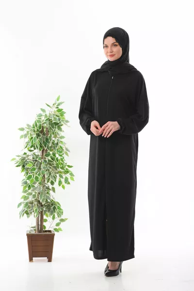 رداء صلاة بسحّاب، مزين بالدانتيل، مع حجاب، وأساور مطاطية تمنع الانزلاق