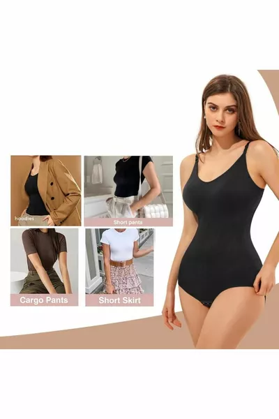 Verstelbare Schouderband Bodysuit met Onderhaak, Slankmakend en Regionaal Vormgevend Korse