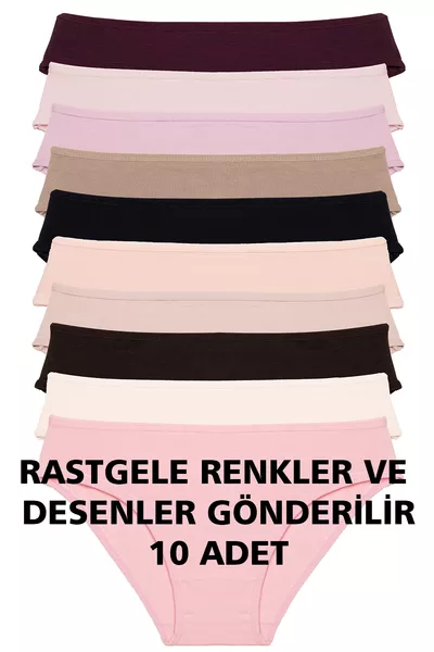 سراويل نسائية داخلية حزمة  قطعة قطن مع ليكرا، ألوان مختلطة، نقوش مختلطة