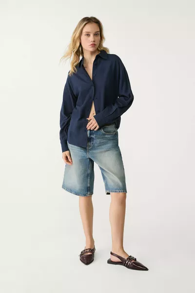 قميص مزيج الكتان