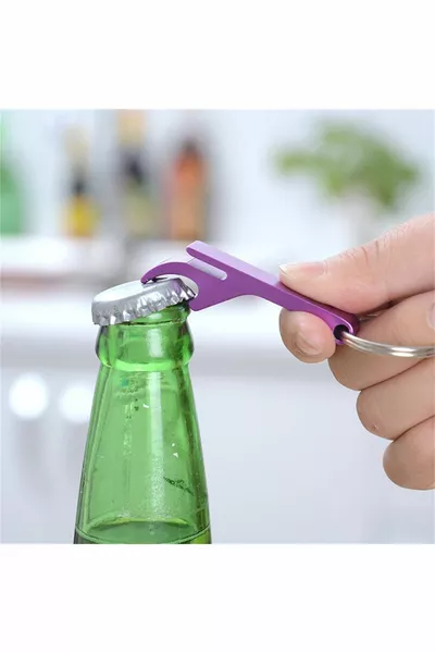 Мини джобен алуминиев преносим практичен отварач за бутилки, ключодържател