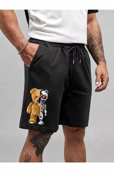 Black Men's Printed Shorts