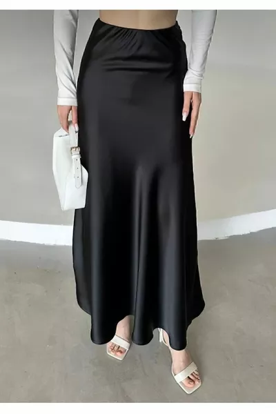 حزام نسائي أنيق من الساتان مطاطي  سم ميدي تنورة خط A