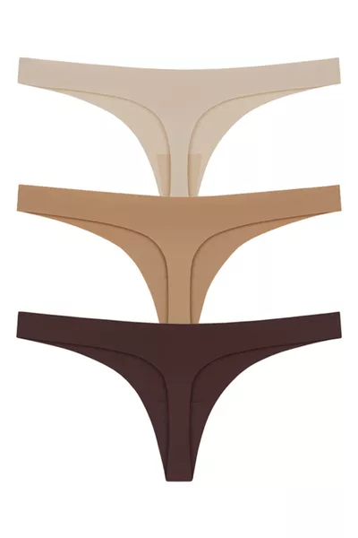 Laser Cut Women's Thong Panties 3-Pack-2