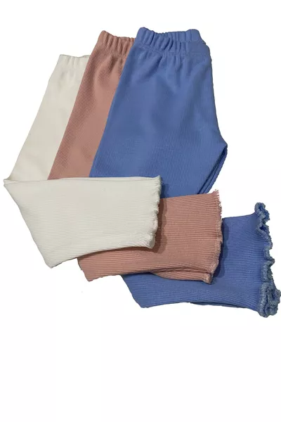 طماطيم ضيقة مرنة باللون الأزرق - وردي غامق - أبيض، ثلاثية للبنات والأولاد