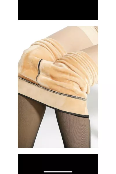 Calze termiche nere a tinta unita con effetto pelle in tessuto polarizzato interno