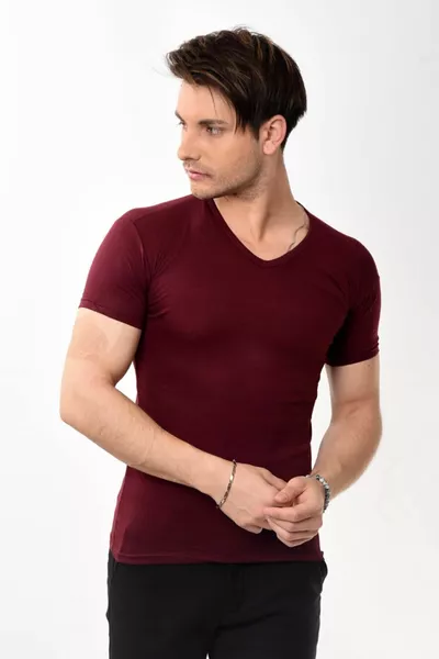 Футболка мужская V-образный вырез Basic Slim Fit, черная