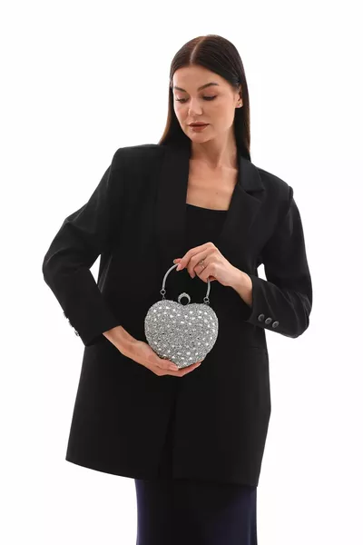 Borsa da sera da donna con cristalli a forma di cuore, regalo per occasioni speciali