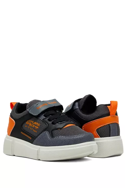 Kinder Unisex Grijze Oranje Comfortabele Klittenbandschoenen