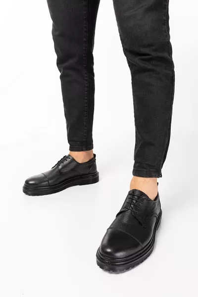 Genuine Leather, High-Platform, Stitched, Leather Men's Shoes