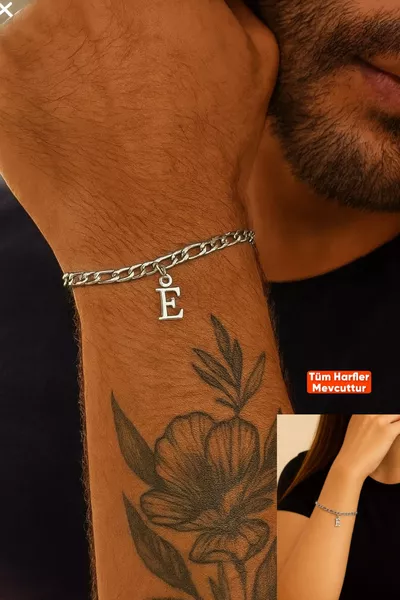 2-Letter Stainless | Non-Tarnish | Unisex | Steel Bracelet Set - Lover, Couple, Friend Bracelet