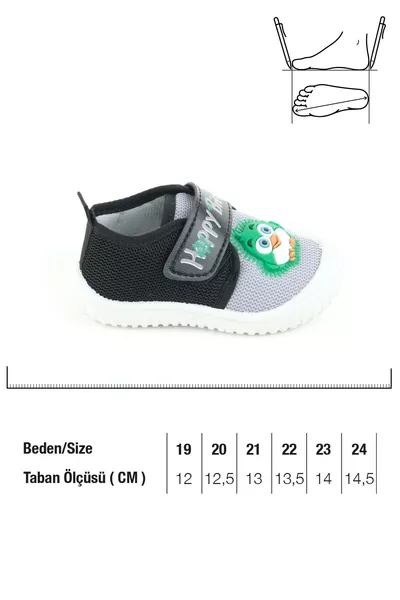 Yazlık Bebe Erkek Keten Happy Bird Cırt Cırtlı Ayarlanabilir Ayakkabı