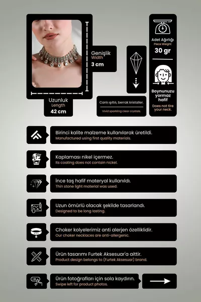 قلادة نسائية أنيقة موديل مع حجر زركون كريستالي وفضة مرصعة بالألماس لحفلات الزفاف والخطوبة والحنة