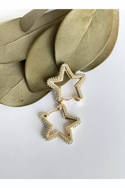 Zircon Stone Custom Design Star Earrings