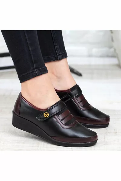 Women's Burgundy Classic Shoes Orthopedic Mom Shoes Mom Flats Shoes Everyday Women's Shoes