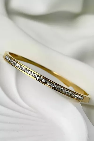 Caprea Steel with Stones Thin Women's Cuff Gold-Colored Non-Tarnish  cm Circumference Women's Bracelet Zklp