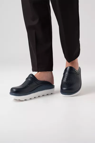 Sabot en cuir véritable femme Lacivert Gold Fit, sandale orthopédique pour médecins, infirmières et hôpital