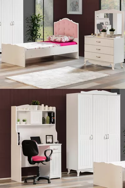 Water Wit Jongenskamer - 3-Deurs Kast, Bed, Bureau, Ladekast