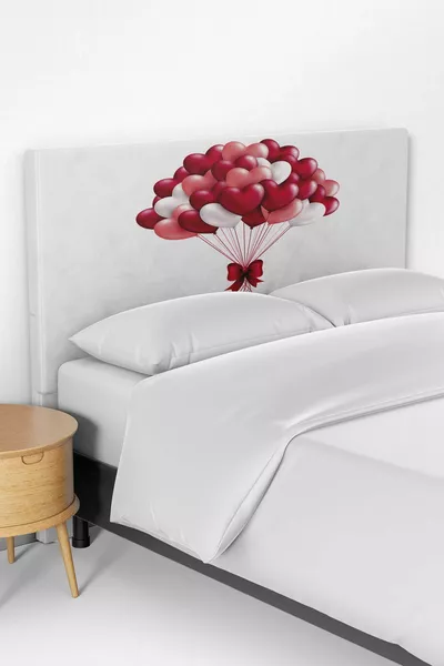 Talia Kucak Dolusu Kalp Desenli Yatak Baza Başlık Kılıfı 