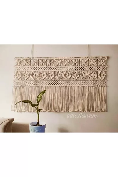 Makrome Yatak Başlığı Duvar Dekoru Duvar Süsü cm
