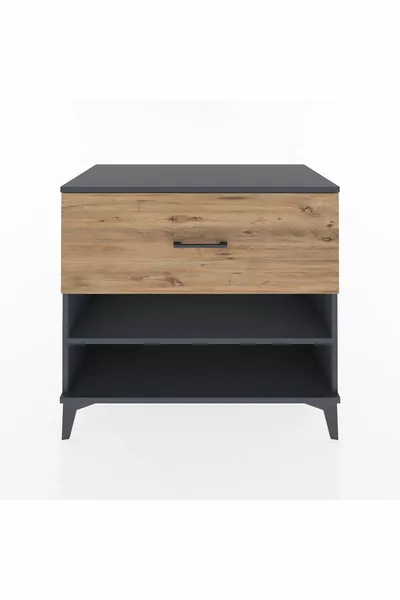 خزانة هابريون بطابق واحد ودرج واحد - أنثراسيت وصنوبر