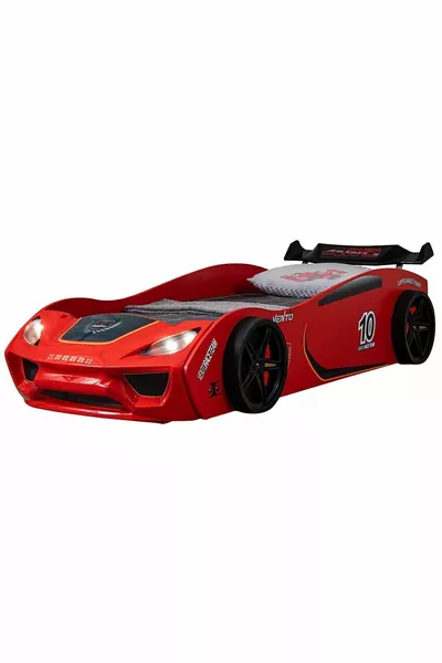 Cameretta - Letto con Ruote Vento - Armadio Sport a 3 Ante, Comò - Rosso