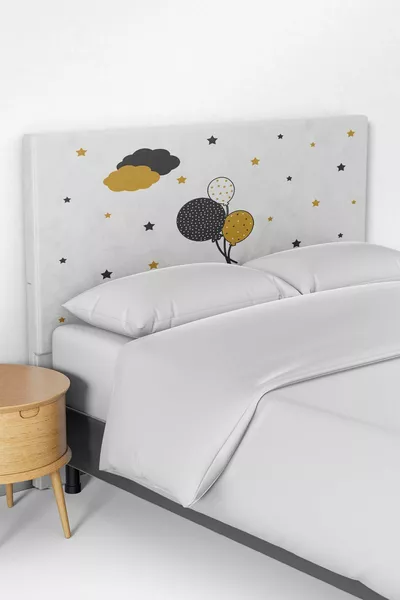 Yellow Balloon Kids Room Bed Base Headboard Cover