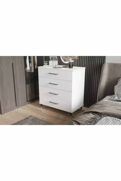 Dresser Four Drawer (Glossy White)