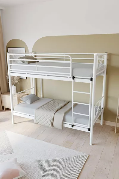 Кровать-чердак Mix Premium Metal, совместимая с матрасом, белая, разборная