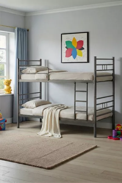 Lits superposés, Lit superposé à deux étages, Lit superposé en métal, Lit superposé en métal fer forgé détachable, cm noir