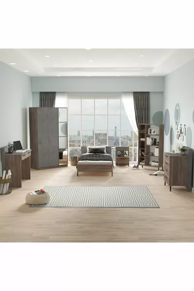 Ensemble de chambre jeune New Home 6 pièces Béton Café -cg