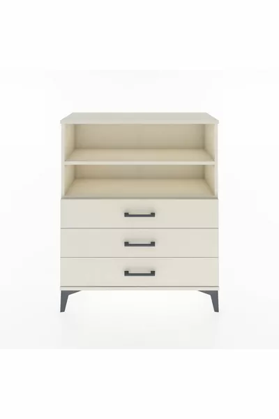 Arges Dresser 2 Shelves 3 Drawers Moonstone-Moonstone