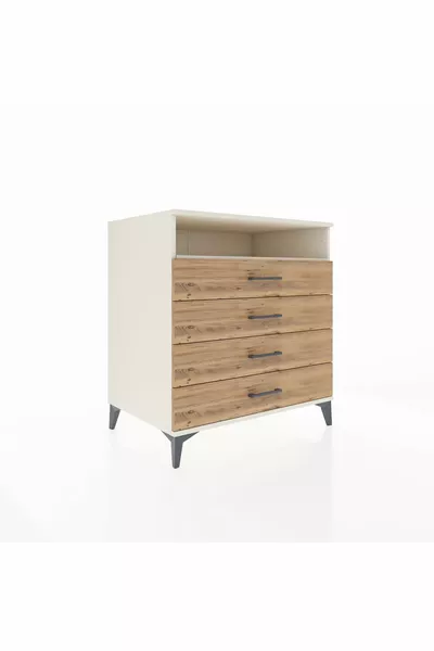 خزانة كرونوس بدرج واحد وأربعة أدراج، لون حجر القمر-صنوبر