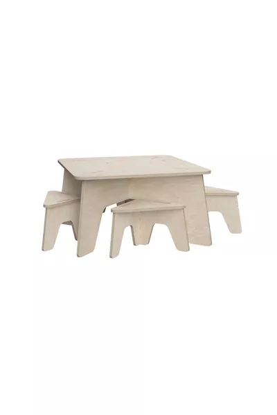 - مجموعة طاولة وكرسي للأطفال مربعة، قابلة للدهان بالمواد العضوية، محمولة وتصميم خاص