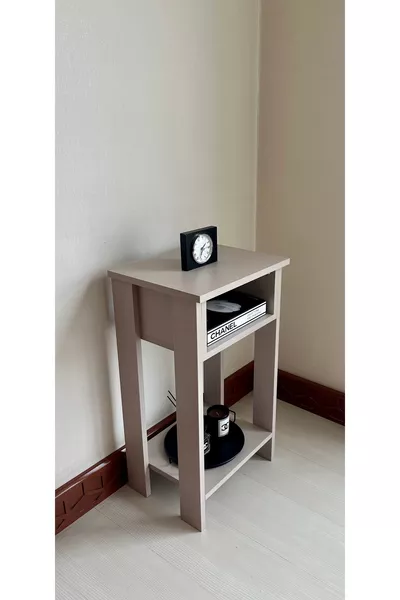 MDF Open Shelf Nightstand Cotton Beige