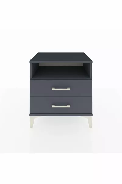 Hyperion Nightstand with Single Shelf and 2 Drawers Anthracite-Anthracite