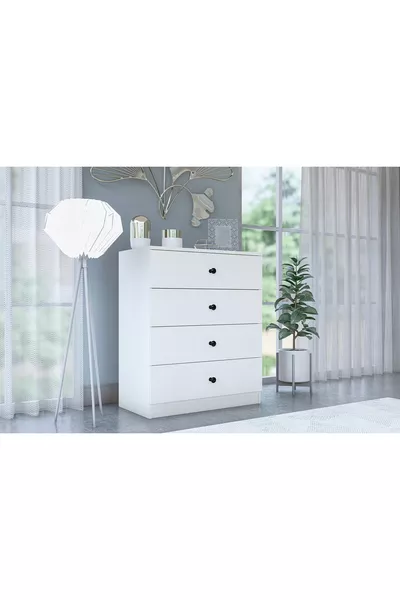 ГЛЕДАЛКА ALMİNA, 4 ЧЕКМЕДЖЕТА, БЯЛА