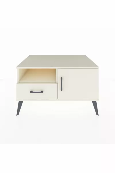 خزانة كرونوس مع رفين، ودُرج واحد، وباب واحد، لون حجر القمر - حجر القمر