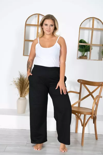 Women's Plus Size Heavyweight Double Knit Black Sweatpants XL /2XL /3XL /4XL /5XL /6XL 