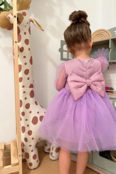 Lila Lange Tulemouw Jurkje voor Meisjes - Assepoester