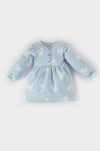 Long-Sleeve Sweatshirt Dress with Baby Girl Print WN
