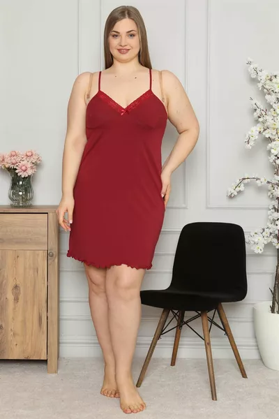Chemise de nuit grande taille à bretelles en coton pour femmes 