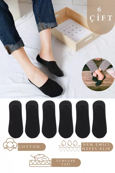 جوارب باليه قطنية غير مهيجة للعرق بنقشة بسيطة للنساء والرجال (6 أزواج)